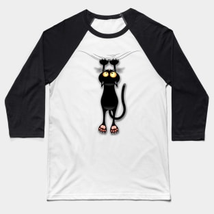 Fun Black Cat Falling Down Baseball T-Shirt